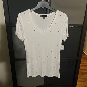 DKNY Women's White Studded Top